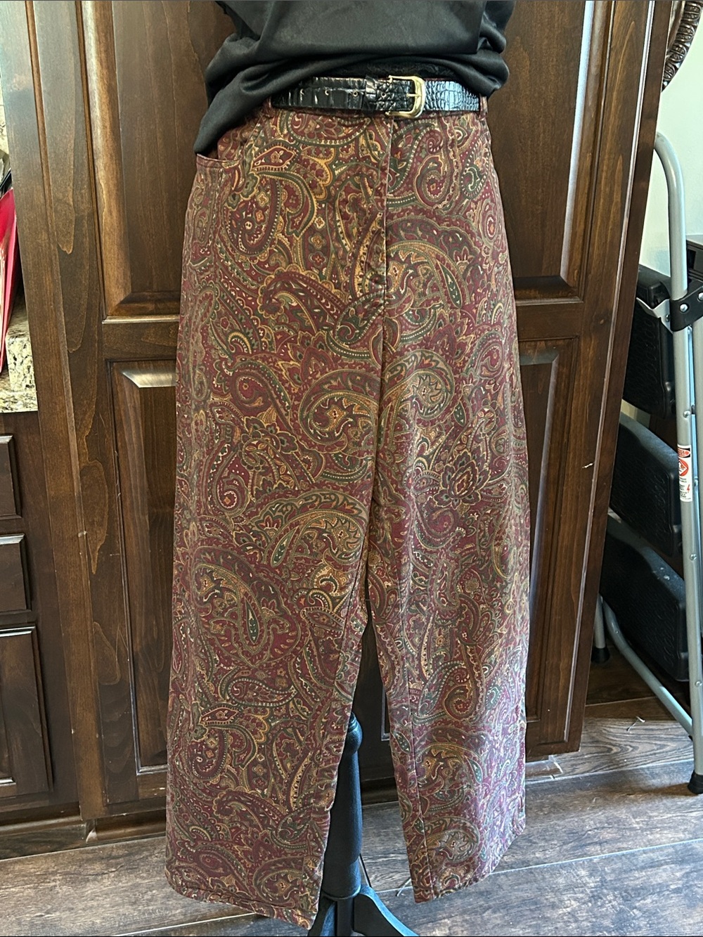 1990’s Casual Corner Annex Sz 12P Burgundy Paisley 5 Pocket Trousers
